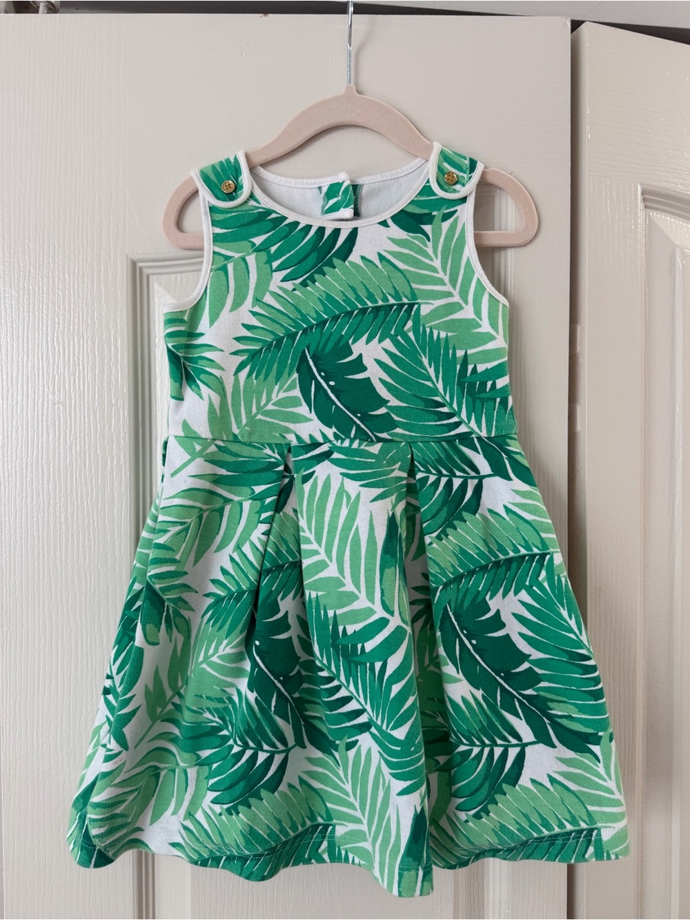 Janie and Jack Green Leaf Print Sleeveless Party Dress